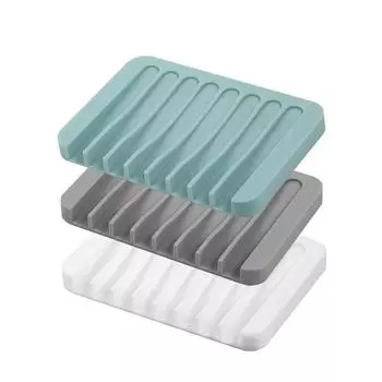 Self Draining Soap Dishes Silicone Soap Saver Waterfall Drainer Soap Holder for Bathroom Extend Soap Life Keep Soap Bars Dry серый