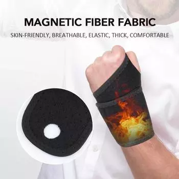 Self Heating Wrist Band Magnetic Therapy Wrist Support Braces Wrap Heated Hand Warmer Compression Wristband Sports Wrist Pads чёрный