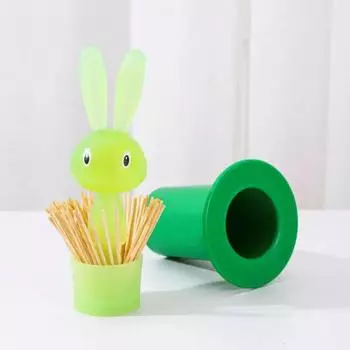 Self-Picking Rabbit Toothpick Holder Dustproof Toothpick Organizer Cotton Swab Storage Box Home синий