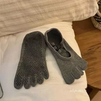 Self-Retained Style ~ Pilates Yoga Non-Slip Socks Fitness Sports Women s Toe Socks Plaid Wicking Socks Pilates Dark Gray