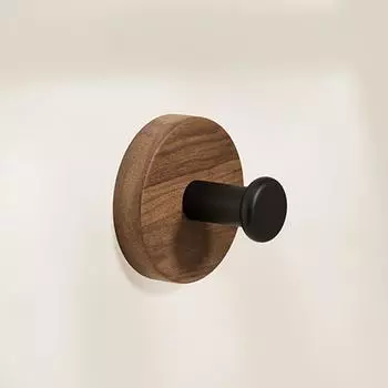 Self-sticking Pure Wooden Hook in Walnut Color for Keys, a Decorative Towel Hanging Hook, Door Hanger, Wall-mounted Coat Rack