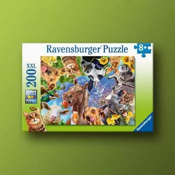 Селфи животных на ферме XXL 200 деталей Ravensburger Детский пазл, популярная корейская настольная игра