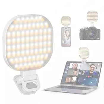 Selfie Light Phone Clip 140 LED 2000mAh Rechargeable Portable Clip on Light for Tablet Laptop Zoom Call TikTok Video Fill Light белый