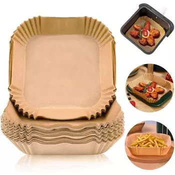 Selinear Air Fryer Set of Air Одноразовый нагревательный элемент Масло для воды Темпура Масло для приготовления пищи Силиконовое масло Подходит для микроволновой печи Квадратная бумага, 120, Фритюрница,