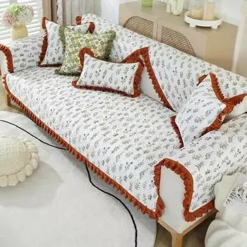 Selling All Cotton Small Fresh Floral Sofa Mat New Anti Slip Pad Cover Fabric Wash Cotton couch Cover Cloth Sofa Covers 70*70cm