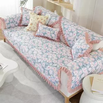 Selling All Cotton Small Fresh Floral Sofa Mat New Anti Slip Pad Cover Fabric Wash Cotton Sofa Cover Cloth Sofa Cover 70*70cm