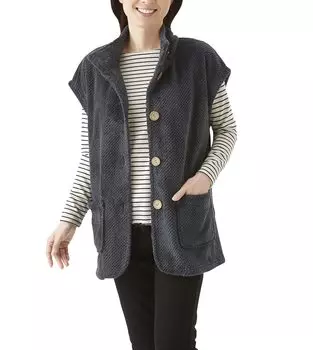 Selvan теплая туника длина жилет для дома до плеч угольно-серый LL