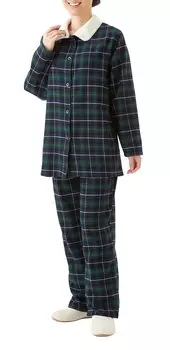 Selvan warm boa cotton pajamas green 100% M~L