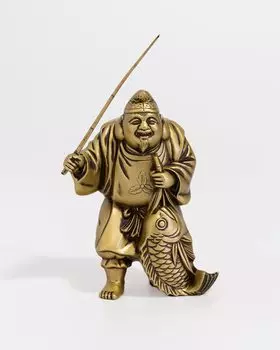 Семь богов удачи Эбису Шелковисто-золотой буддийский Будда Хидеун Макита Украшение статуи Будды Такаока Медная посуда Скульптор Прототип_Кобики (Эбису 7F) золотой