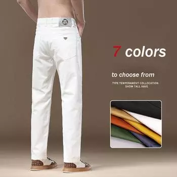 Семь цветов на выбор весна и осень новый стиль однотонные эластичные повседневные брюки для мужчин деловые свободные прямые брюки 28
