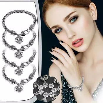 Семья и друзья любят кристалл и стразы браслет-цепочка подарок матери на день рождения J