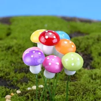 Семья и сад 8шт мини многоцветный искусственный гриб пейзаж ремесла декор бонсай