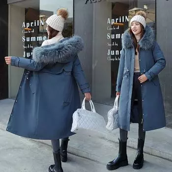 Семья из трех человек носит съемную подкладку зимнее новое пальто tooling pie overed женское пальто хлопковое пальто хлопковое пальто pie overed M белый