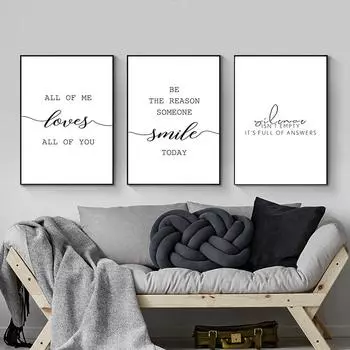 Семья Любовь Цитата Печать Черно-Белый Плакат и Принты Современное Настенное Искусство Холст Картины Картины для Гостиной Скандинавский Домашний Декор 21cm30cm NoFrame