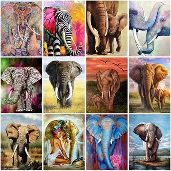 Семья слонов DIY 5D алмазная живопись полная круглая смола животное Алмазная вышивка крестиком мозаика стразы настенное искусство Full Round 20x30CM