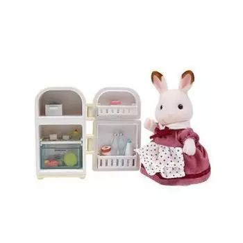 Семья Sylvanian Шоколадный кролик Sylvanian Мама и холодильник (5014), Популярная в Корее семья Sylvanian