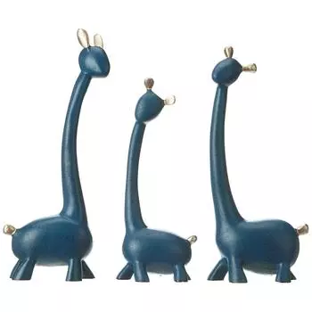 Семья жирафов из трех статуй, скульптуры из смолы для украшения дома, аксессуары для фигурок, художественные подарки, поделки, настольные украшения (Упаковка из 3 шт., синий цвет)