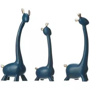 Семья жирафов из трех статуй, скульптуры из смолы для украшения дома, аксессуары для фигурок, художественные подарки, поделки, настольные украшения (Упаковка из 3 шт., синий цвет)