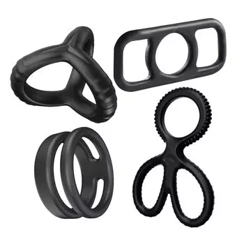 Semaxy 4 Piece Set Penis Ring Made of Silicone Penis Ring Made of Silicone for Men SM Penis Restraints 4 Types Easy to Put On and Take Off Cock Ring