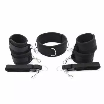 Semaxy Bedroom Restraint Kit Collar Handcuffs Leg Shackles Spread Leg Restraint Set SM Goods Bondage SM Play Cosplay Restraints Adjustable 3 Point
