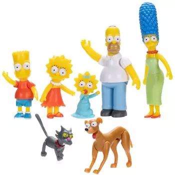 Семейная экшн-фигурка Disney Simpsons, набор из 2 фигурок, в который входят: Литтл и Снежок II, 2,5 дюйма, Гомер, Мардж, Барт, Лиза, Мэгги, помощник Санты,