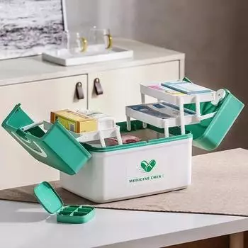 Семейная аптечка, портативная аптечка, многослойная аптечка для хранения, легко найти лекарства, отправить небольшую аптечку