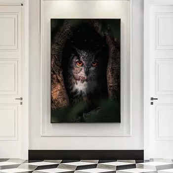 Семейная фотография с изображением совы, печать на холсте, настенный современный художественный постер с изображением животных, дикая жизнь, природа, изображение для офиса, гостиной, домашнего декора, Cuadros 21x30cm No Framed