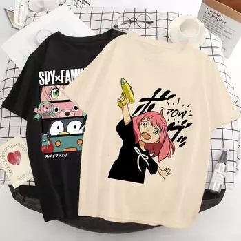Семейная футболка Spy X для мужчин/женщин, кавайная футболка с рисунком Аня, футболка, топы, футболка с японским аниме, унисекс, Harajuku, футболка с рисунком, мужская 90-х годов S