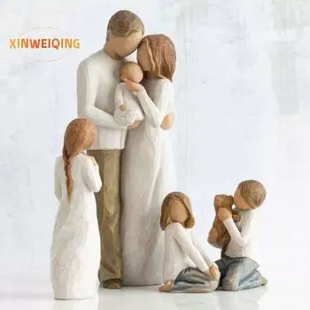 Семейная скульптура из смолы, значимый подарок для домашнего декора, семейная фигурка из смолы в американском стиле на юбилей, день рождения, Рождество E