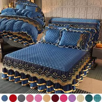 Семейная спальня, кружевное стеганое покрывало принцессы, роскошное покрывало, юбка, кружевное покрывало, юбка, толстая юбка с подкладкой 150*200cm красный