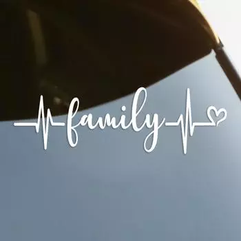 Семейная виниловая наклейка с сердцебиением, автомобильная наклейка, водостойкая автодекорация на кузове автомобиля, бампере, заднем окне ноутбука 20x6.3 cm