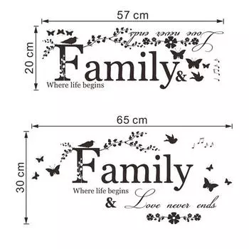 Семейное письмо с цитатой, съемная виниловая наклейка, художественная роспись, домашний декор, настенные наклейки