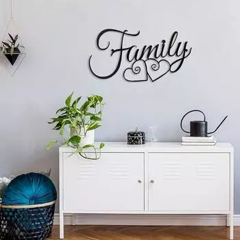 Семейные знаки, металлические семейные настенные украшения, художественные подвесные украшения в деревенском стиле, настенные знаки для дома, декор для гостиной, спальни, столовой, кухни(черный) чёрный