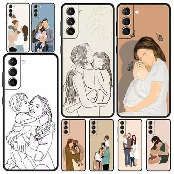 Семейный чехол для телефона для маленьких девочек и мам для Samsung Galaxy S24 S23 Ultra S22 S21 S20 FE 5G S10 S10E S9 Plus S8, мягкий силиконовый черный чехол Samsung S9