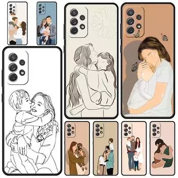 Семейный чехол для телефона для маленьких девочек и мам для Samsung A15 A13 A51 A71 A41 A31 A21S A03S A05 A12 A32 A52 A23 A25 A33 A53 A73 5G Samsung A52