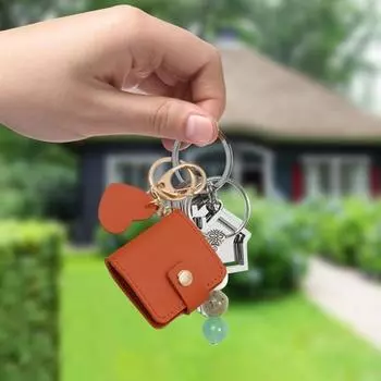 Семейный фотобрелок мини-альбом из искусственной кожи персонализированный держатель для фотографий ретро-стиль держатель для карт брелок фиолетовый