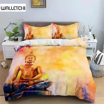 Семейный комплект постельного белья Будда, пододеяльник Мандала, роскошные двухместные комплекты постельного белья размера «king-size» в стиле бохо, 2/3 шт. с наволочкой 135x200cm 2pcs