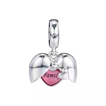 Семейный медальон в форме сердца, подвеска, подходит для европейского браслета, бусины из стерлингового серебра 925 пробы для изготовления ювелирных изделий