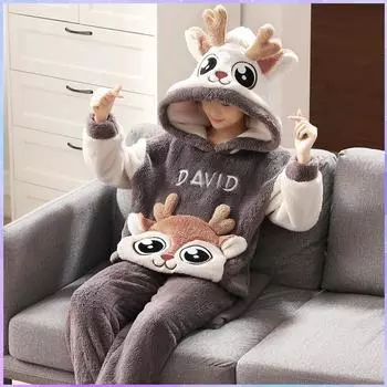 Семейный пижамный комплект, толстая зимняя фланелевая домашняя одежда, женская теплая одежда для сна, топы унисекс, брюки, домашняя одежда для пар, брючный костюм XXXL