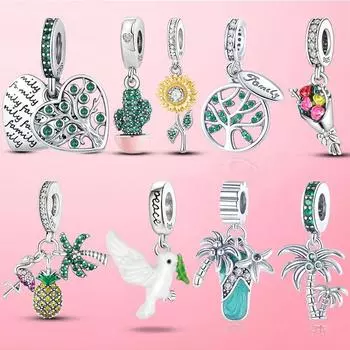 Семейный подарок 925 стерлингового серебра Family Roots Открыть Закрыть подвеска с подвеской подходит для оригинального модного браслета из серебра 925 пробы