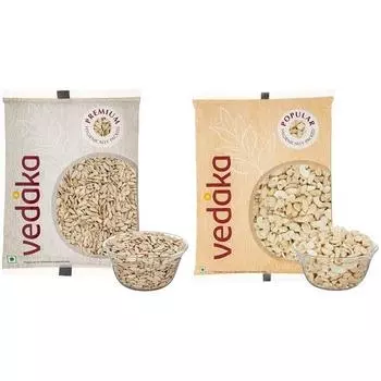 Семена подсолнечника премиум-класса Vedaka, 200 г и бренд Amazon - популярные кешью Vedaka - дробленые, 200 г