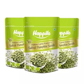 Семена тыквы Happilo Premium, слегка соленые и жареные, 200 г (Пакет из 3)