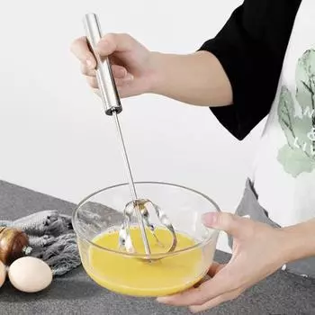 Semi-Automatic Whisk Stainless Steel Egg Beater Hand Push Rotary Whisk for Cooking Kitchen Home Multi-Functional Handheld Blender S