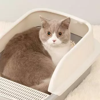 Semi-closed Cat Litter Box Anti-splash Deodorizing Toilet Pet Cat Supplies Small (42 30 13cm)