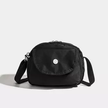 Semi Round Bag Women s Waterproof Crossbody Bag Classic Single Shoulder Flap Small Square Bag Foreign Air Light Canvas Bag Shell Bag чёрный