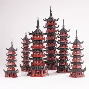 Семиэтажная пагода Китайская модель старинного здания Ландшафтные украшения Каменистая горка Аквариум Микроландшафт Бонсай Материалы