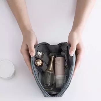 Semicircle Cosmetic Bag Shell Makeup Bag Female Portable Travel Carry-On Cosmetics Handbags Make Up Organizers Storage Bags чёрный