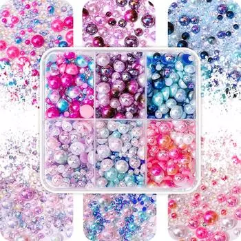 Semicircular Pearl Resin Diamond Set 3-10Mm Highlight Semicircular Pearl Mixed Diy Jewelry Accessories Nail Diamond