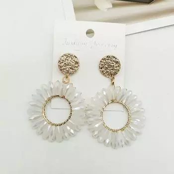 Семицветные новые серьги-подсолнухи из кристаллов ручной работы в европейском и американском стиле, персонализированные серьги, преувеличенные серьги