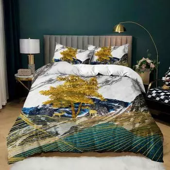 Семицветный олень 3D-цифровой печати комплект, пододеяльник, трехпредметный комплект для кровати 135 * 200 (two-piece set) 90g